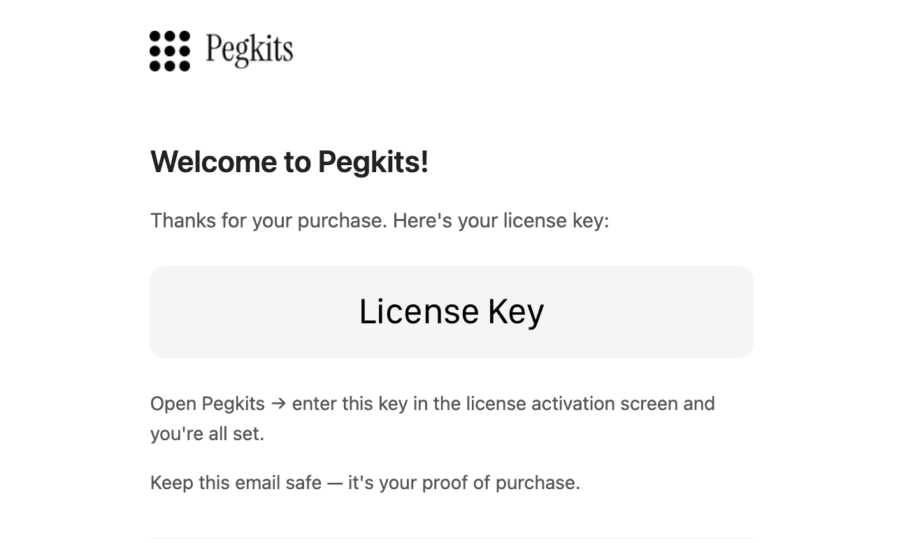 License key email